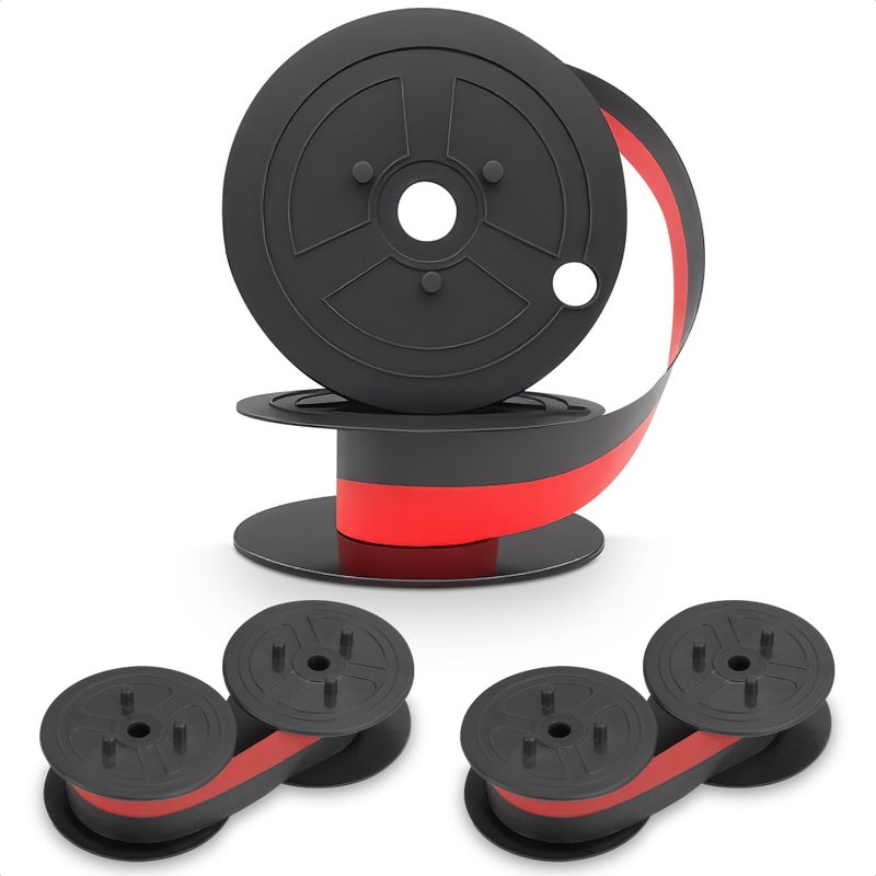 PIKTIME Canon MP11DX Calculator Ribbon Set of 3 â€“ 18ft x 0.5in Sharp EL-1197PIII Calculator Ribbon Red/Black for Great Print Capacity and Brightness, Easy Setup â€“ Suitable for Popular Models - Image 1